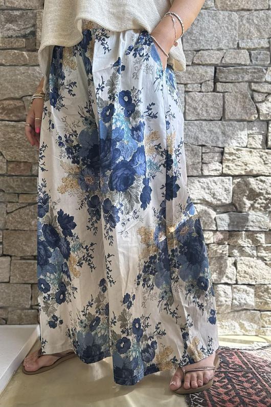Country Garden Chintz Palazzo French Navy